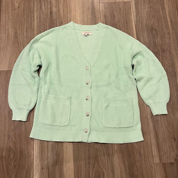 LOFT Mint Green Cableknit Cardigan - Picture 1 of 3